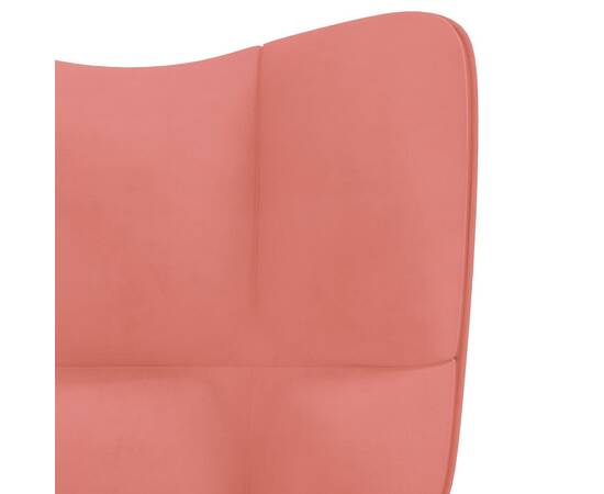 Scaun de relaxare cu taburet, roz, catifea, 9 image