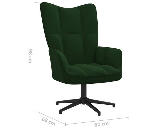 Scaun de relaxare cu taburet, verde închis, catifea, 11 image