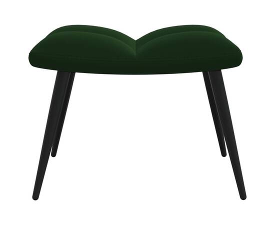 Scaun de relaxare cu taburet, verde închis, catifea, 8 image