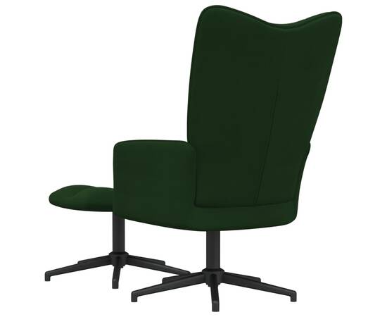 Scaun de relaxare cu taburet, verde închis, catifea, 5 image