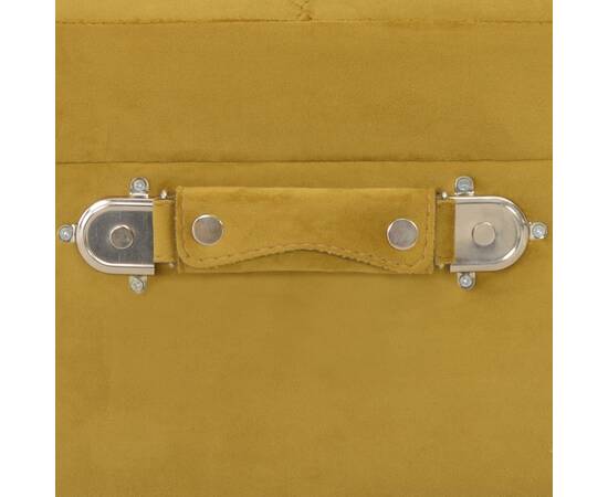 Taburet de depozitare, galben muștar, 40 cm, catifea, 2 image
