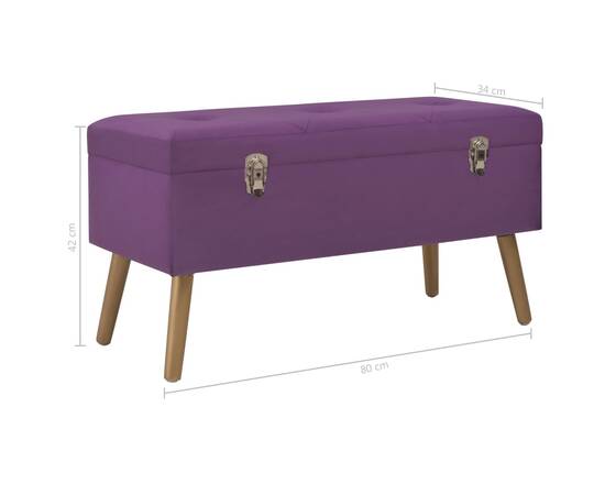 Bancă cu un compartiment de depozitare, violet, 80 cm, catifea, 7 image