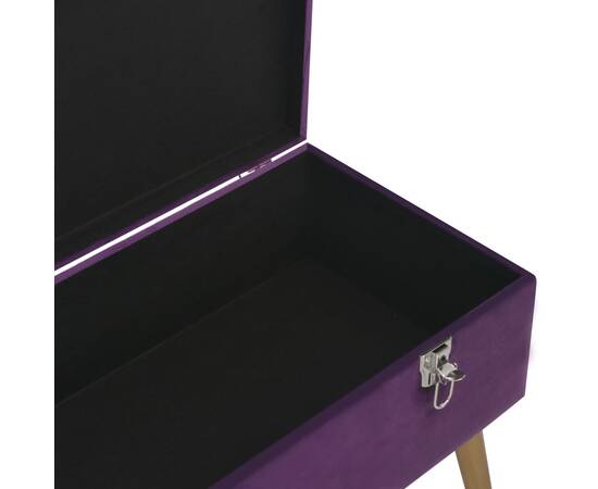 Bancă cu un compartiment de depozitare, violet, 80 cm, catifea, 5 image