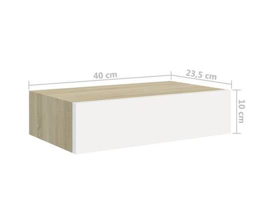 Dulap de perete cu sertar, alb și stejar, 40x23,5x10 cm, mdf, 9 image