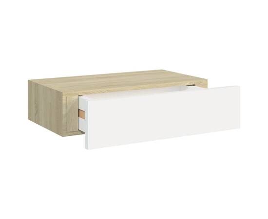 Dulap de perete cu sertar, alb și stejar, 40x23,5x10 cm, mdf, 6 image