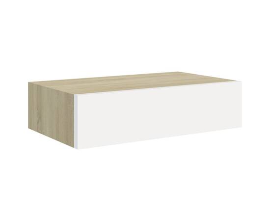 Dulap de perete cu sertar, alb și stejar, 40x23,5x10 cm, mdf, 2 image