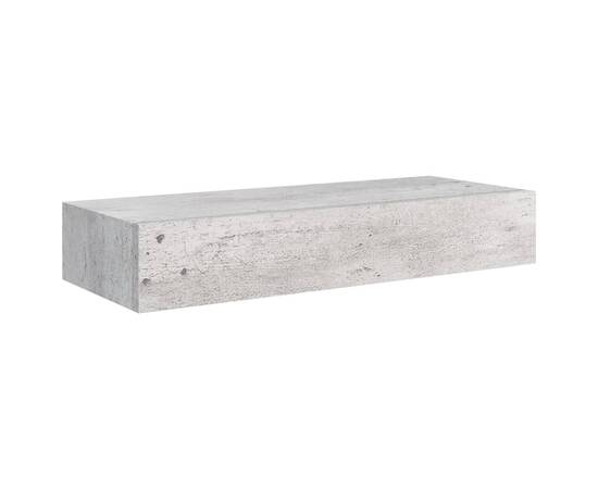 Dulap de perete cu sertar, gri beton, 60x23,5x10 cm, mdf, 2 image