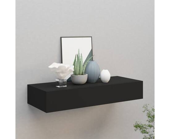 Dulap de perete cu sertar, negru, 60x23,5x10 cm, mdf