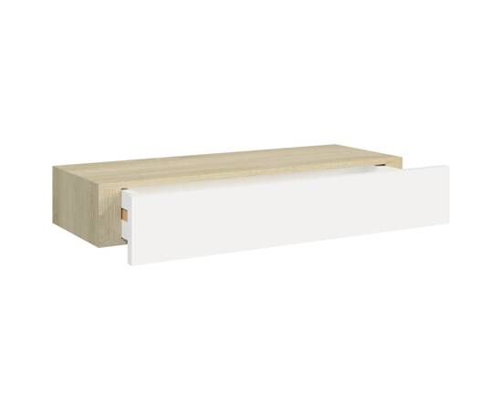 Dulap de perete cu sertar, stejar și alb, 60x23,5x10 cm, mdf, 7 image