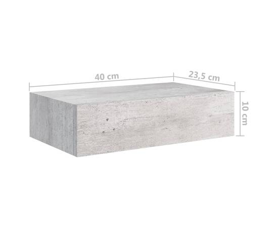 Dulap de perete cu sertare, gri beton, 40x23,5x10 cm, mdf, 9 image
