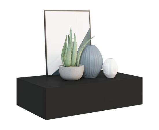 Dulap de perete cu sertare, negru, 40x23,5x10 cm, mdf, 3 image