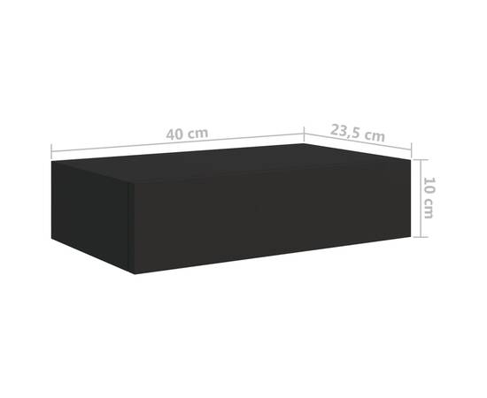 Dulap de perete cu sertare, negru, 40x23,5x10 cm, mdf, 9 image