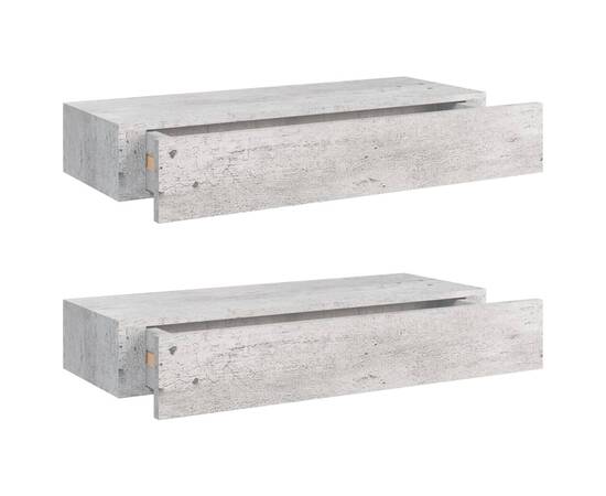 Dulapuri de perete cu sertar 2 buc. gri beton 60x23,5x10 cm mdf, 2 image