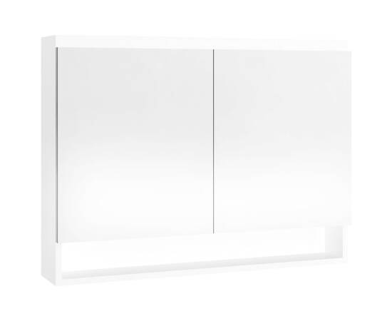 Dulap de baie cu oglindă, alb strălucitor, 80x15x60 cm, mdf, 5 image