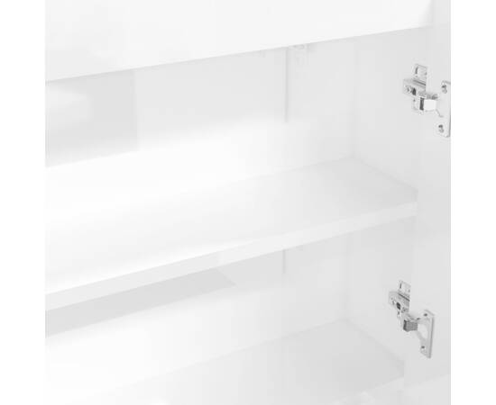 Dulap de baie cu oglindă, alb strălucitor, 80x15x60 cm, mdf, 3 image