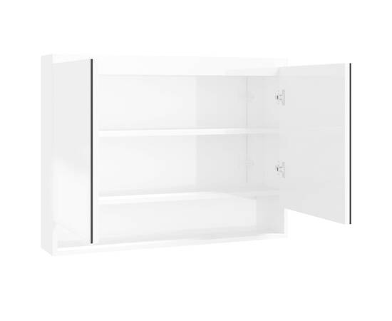 Dulap de baie cu oglindă, alb strălucitor, 80x15x60 cm, mdf, 2 image