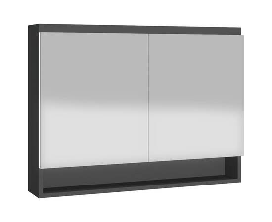 Dulap de baie cu oglindă, antracit, 80x15x60 cm, mdf, 5 image