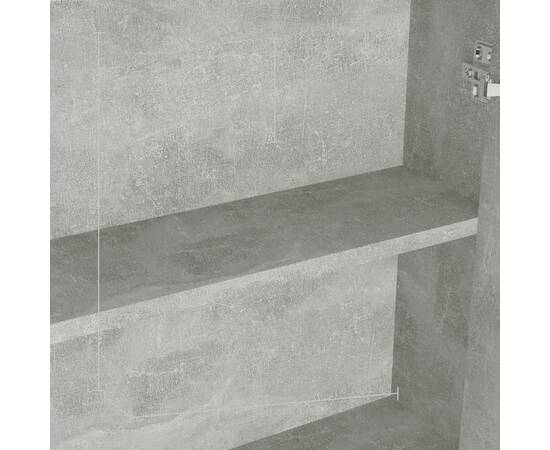 Dulap de baie cu oglindă, gri beton, 60x15x75 cm, mdf, 3 image