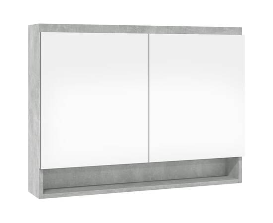 Dulap de baie cu oglindă, gri beton, 80x15x60 cm, mdf, 5 image