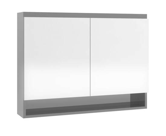 Dulap de baie cu oglindă, gri strălucitor, 80x15x60 cm, mdf, 5 image
