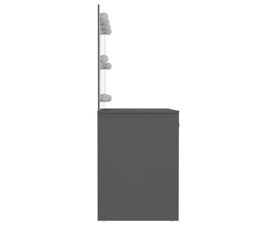 Masă de machiaj cu lumini led, gri, 110x55x145 cm, mdf, 4 image