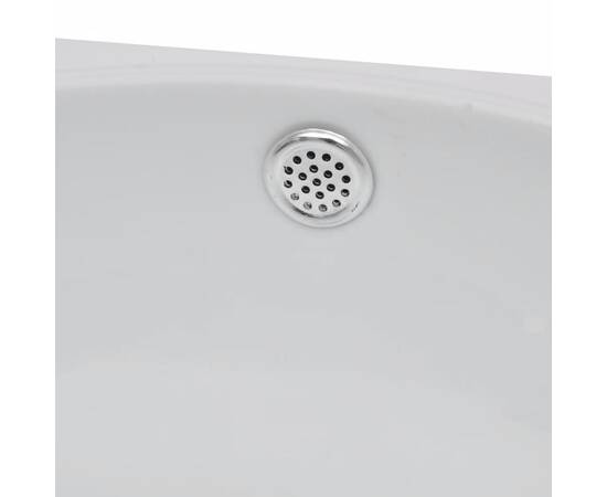 Chiuvetă de baie, orificiu robinet & preaplin, alb, ceramică, 5 image