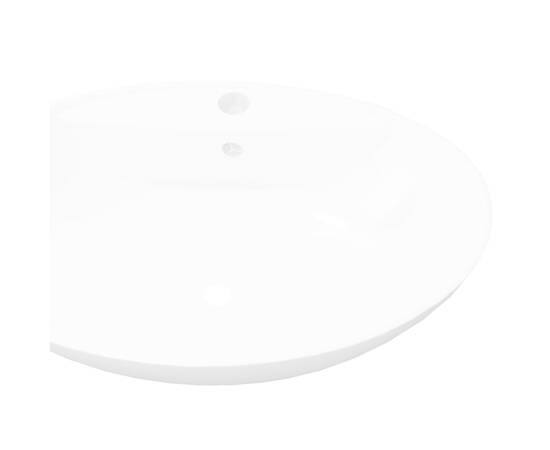 Chiuvetă din ceramică ovală cu preaplin și gaură robinet, 4 image