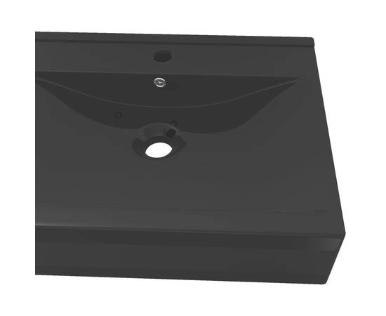 Chiuvetă dreptunghiulară ceramică, loc robinet, negru, 60x46 cm, 5 image