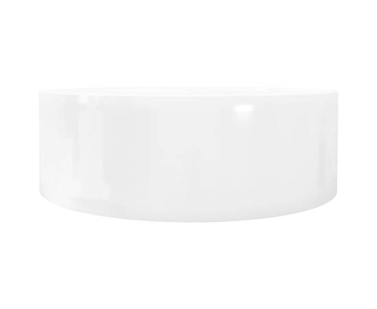 Bazin chiuvetă ceramică baie cu gaură robinet/preaplin, rotund, alb, 5 image