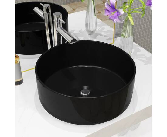 Bazin chiuvetă ceramic, rotund negru 40x15 cm