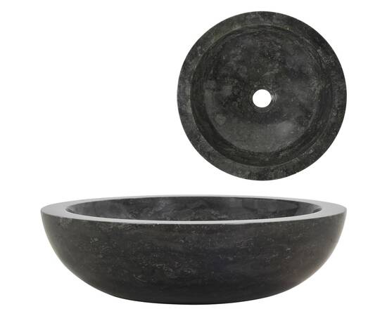 Chiuvetă, negru, 40 x 12 cm, marmură