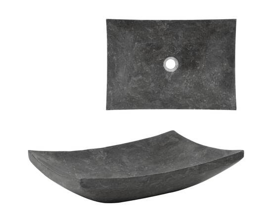 Chiuvetă, negru, 50 x 35 x 12 cm, marmură