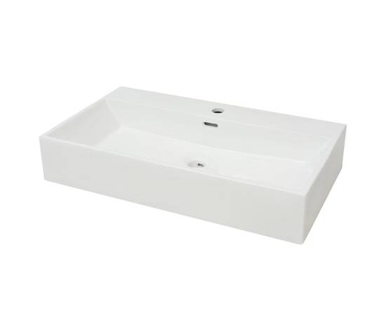 Chiuvetă baie, orificiu robinet, ceramică, 76x42,5x14,5 cm, alb, 2 image