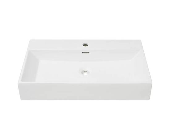 Chiuvetă baie, orificiu robinet, ceramică, 76x42,5x14,5 cm, alb, 3 image