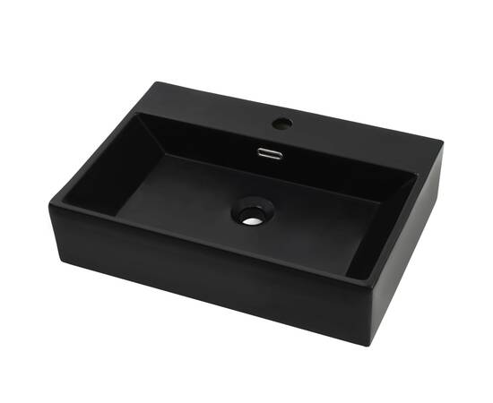 Chiuvetă baie, orificiu robinet, ceramică 76x42,5x14,5 cm negru, 2 image