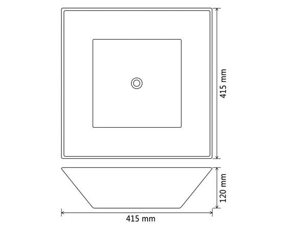 Chiuvetă ceramică pătrată, negru, 41,5x41,5x12 cm, 6 image