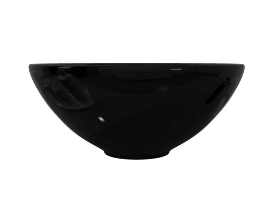 Chiuvetă ceramică pentru baie, rotundă, neagră, 4 image
