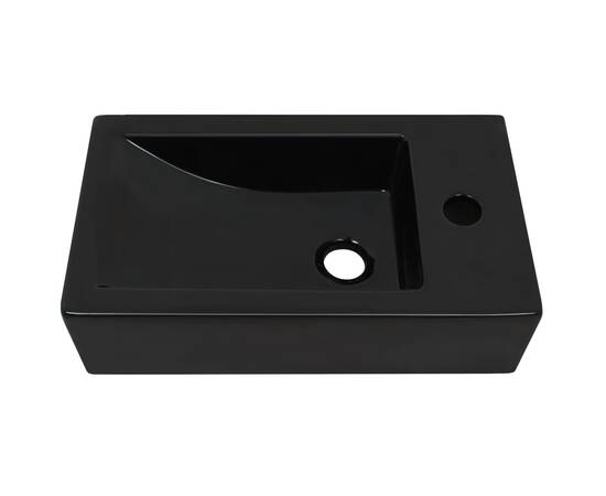 Chiuvetă cu orificiu robinet, negru, 46x25,5x12, ceramică, 3 image