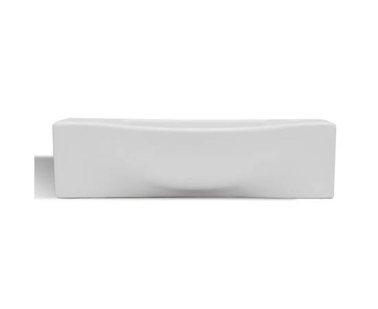 Chiuvetă de baie din ceramică, gaură pentru robinet și preaplin, alb, 4 image