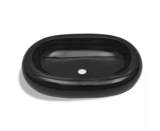 Chiuvetă de baie din ceramică, ovală, negru, 4 image