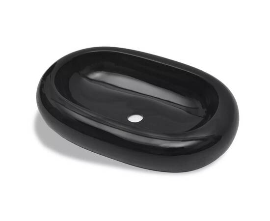 Chiuvetă de baie din ceramică, ovală, negru, 2 image
