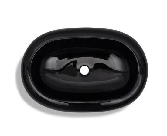 Chiuvetă de baie din ceramică, ovală, negru, 5 image