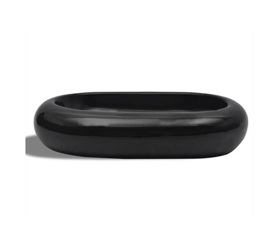 Chiuvetă de baie din ceramică, ovală, negru, 3 image