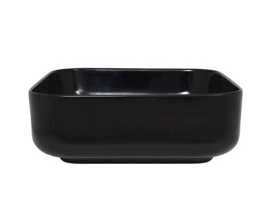 Chiuvetă de baie din ceramică, pătrată, negru, 38x38x13,5 cm, 4 image