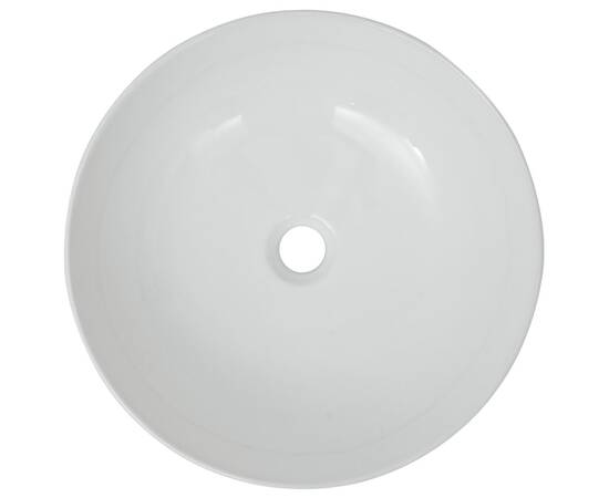Chiuvetă de baie din ceramică, rotundă, 41,5 x 13,5 cm, alb, 3 image