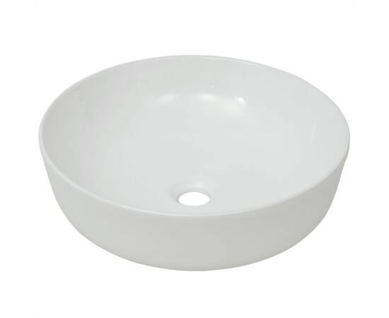 Chiuvetă de baie din ceramică, rotundă, 41,5 x 13,5 cm, alb, 2 image