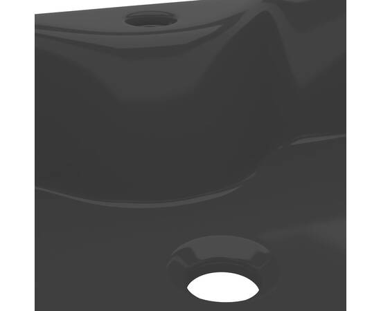 Chiuvetă de baie pătrată din ceramică cu gaură pentru robinet, negru, 6 image