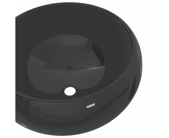 Chiuvetă de baie rotundă, negru, 40 x 15 cm, ceramică, 4 image