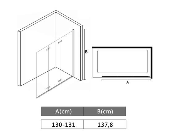 Cabină de duș pliabilă, 3 panouri, 130 x 138 cm, esg, 8 image