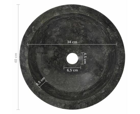 Chiuvetă, negru, 40 x 12 cm, marmură, 9 image